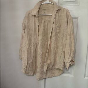 Aerie Linen/Waffle Button Up